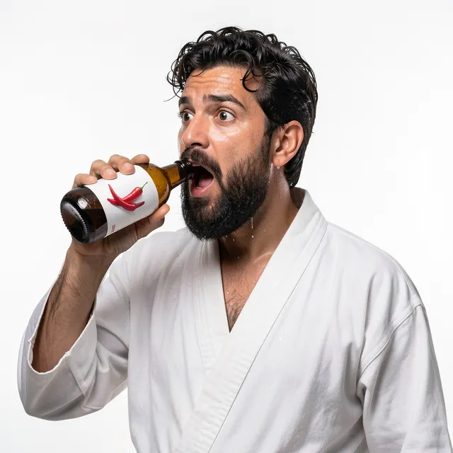 Jesus chugging hot sauce realistic