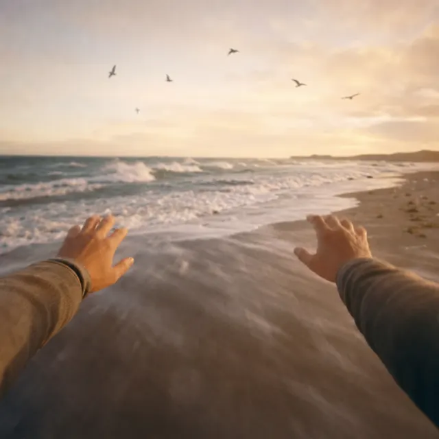 Beach wind holding me steady