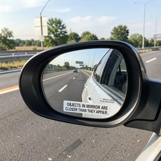 Objects in mirror are closer than they appear